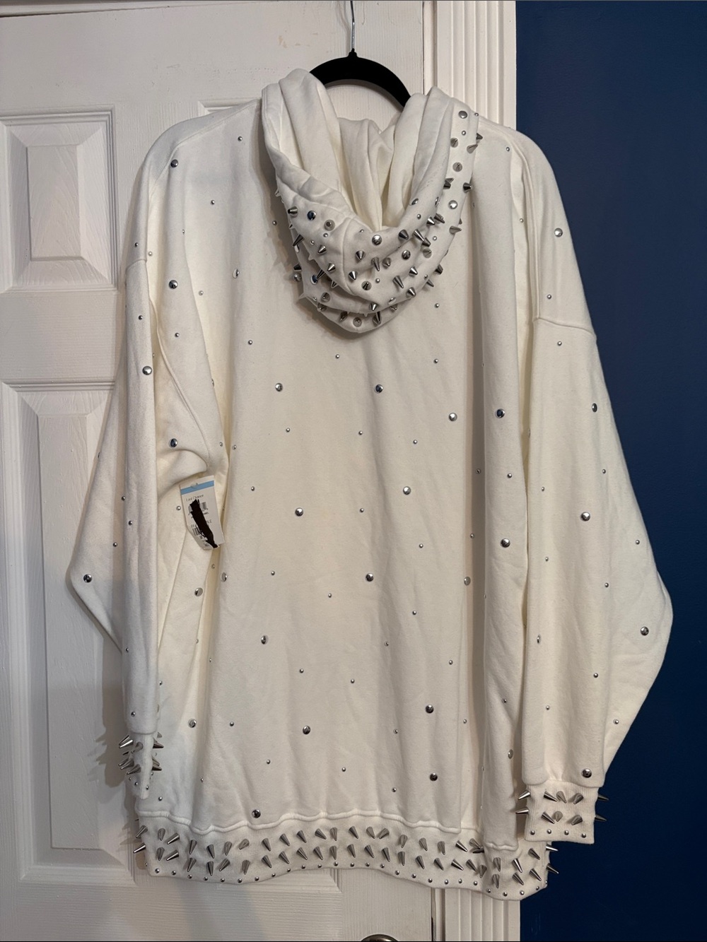 Rebecca Minkoff Downtown Studded Sweatshirt Dress In Neutral - size Small - NEW - Picture 7 of 7